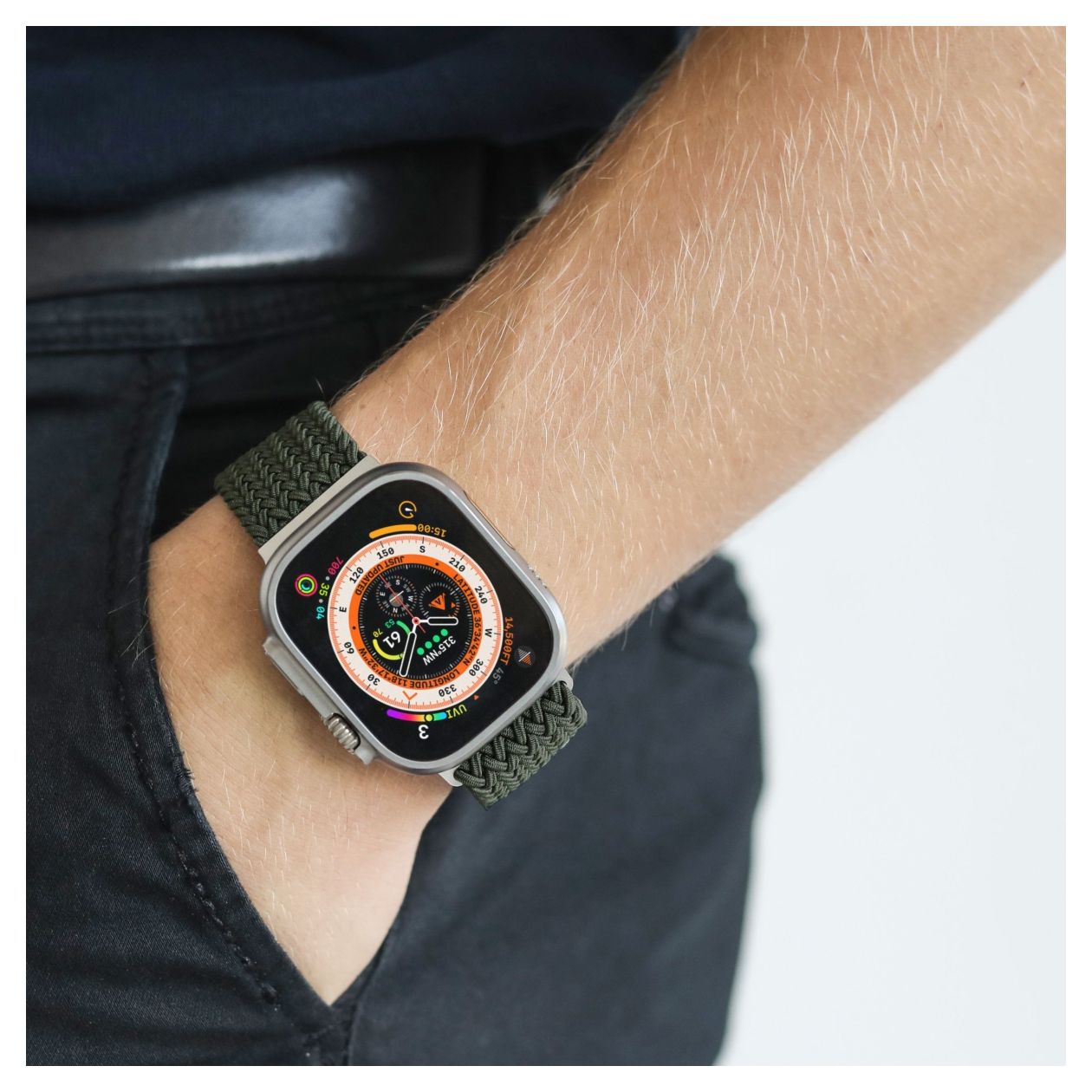 Woven Loop Armband Apple Watch 44 | 45 | 46 | 49 mm  (Olive) 