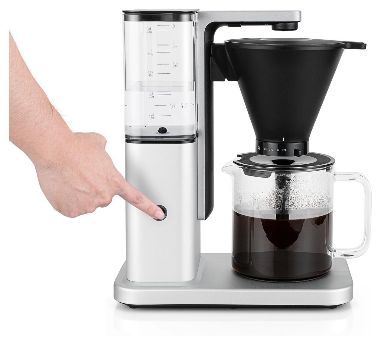 CM10APA-M125 10 Tassen Filterkaffeemaschine 1,2 l (Aluminium, Schwarz, Transparent) 