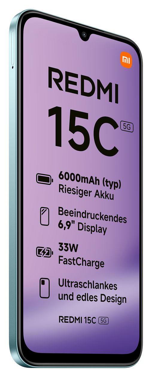 Redmi 15C 128 GB 5G Smartphone 17,5 cm (6.9 Zoll) 2,4 GHz 50 MP Dual Kamera WiFi 5 (Mint Green) 