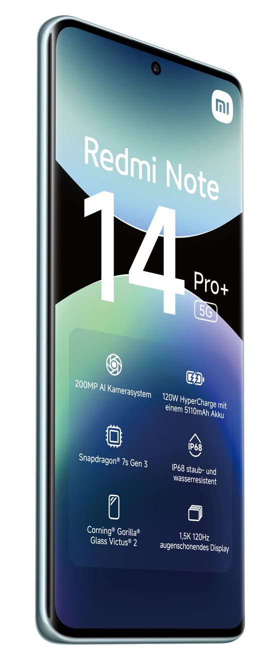 Redmi Note 14 Pro+ 256 GB 5G Smartphone 16,9 cm (6.67 Zoll) 200 MP Dreifach Kamera Dual Sim WiFi 6E (Frost Blue) 