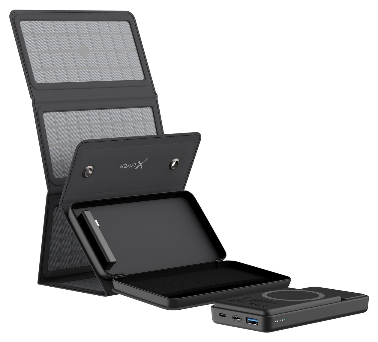 Solid 10000 mAh Powerbank USB Typ-C Kabelloses Laden  (Schwarz) 