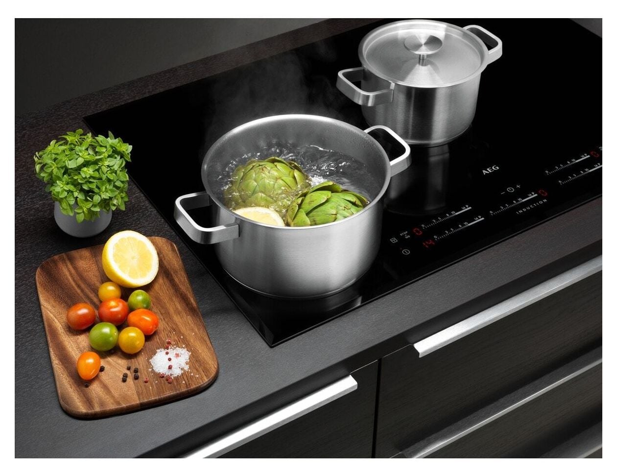 A3SS Koch-und Bratset aus Bratpfanne 24 cm + 2 Töpfen 16 cm und 20 cm 