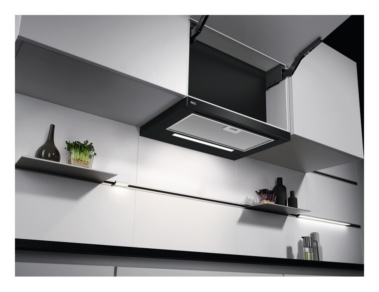 DPE5660B Abluft/Umluft Dunstabzugshaube/Esse Einbau 60 cm (Aluminium, Schwarz) 