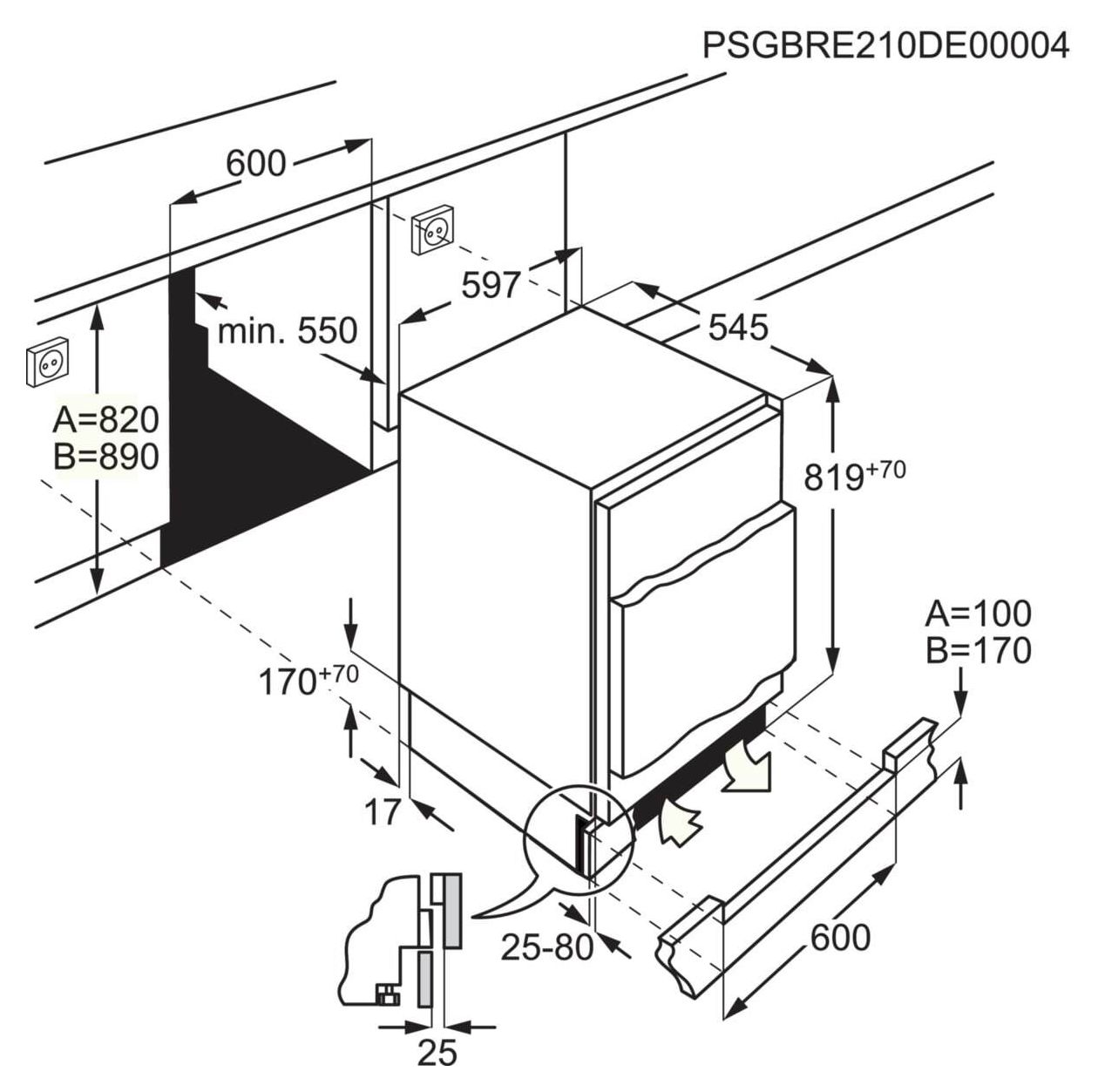 Serie 6000 OSF6I82EF 94,1 l 82 cm Einbaukühlschrank EEK: E 148 kWh Jahr 