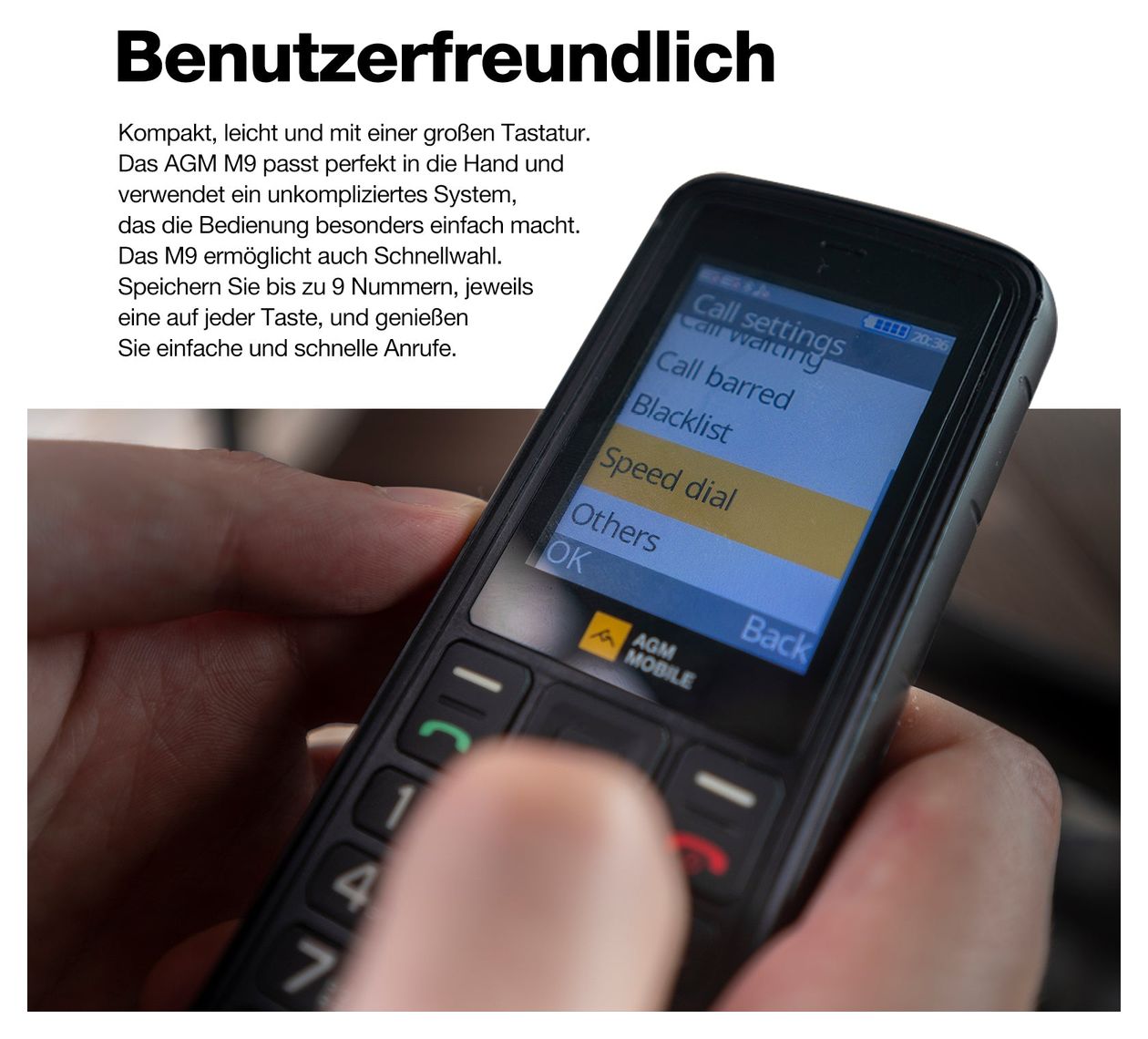 M9 4G Smartphone 6,1 cm (2.4 Zoll Dual Sim  (Schwarz) 