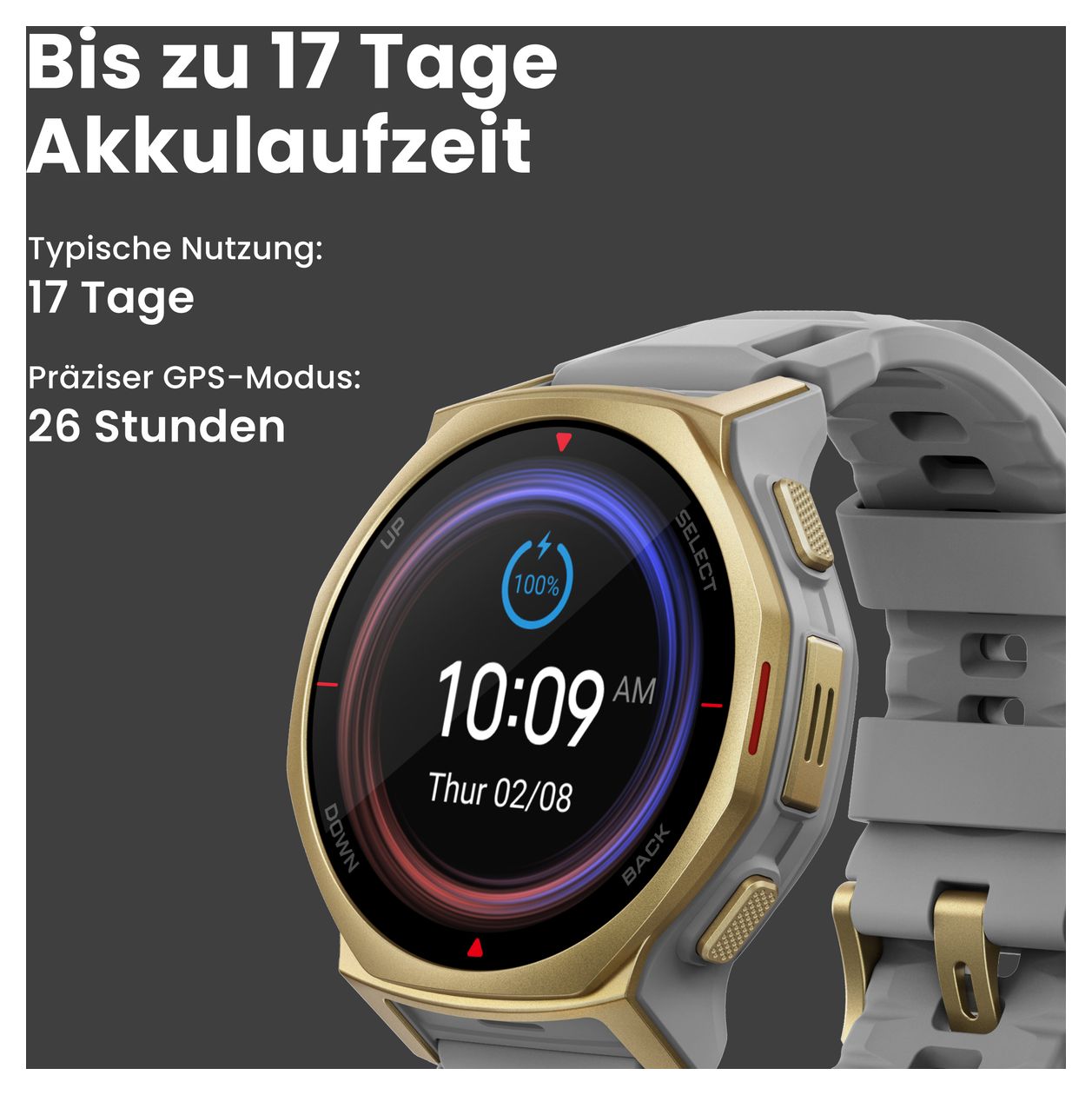 T-Rex 3 Pro Digital 44 mm Smartwatch Rund 353 ppi  (Schwarz) 