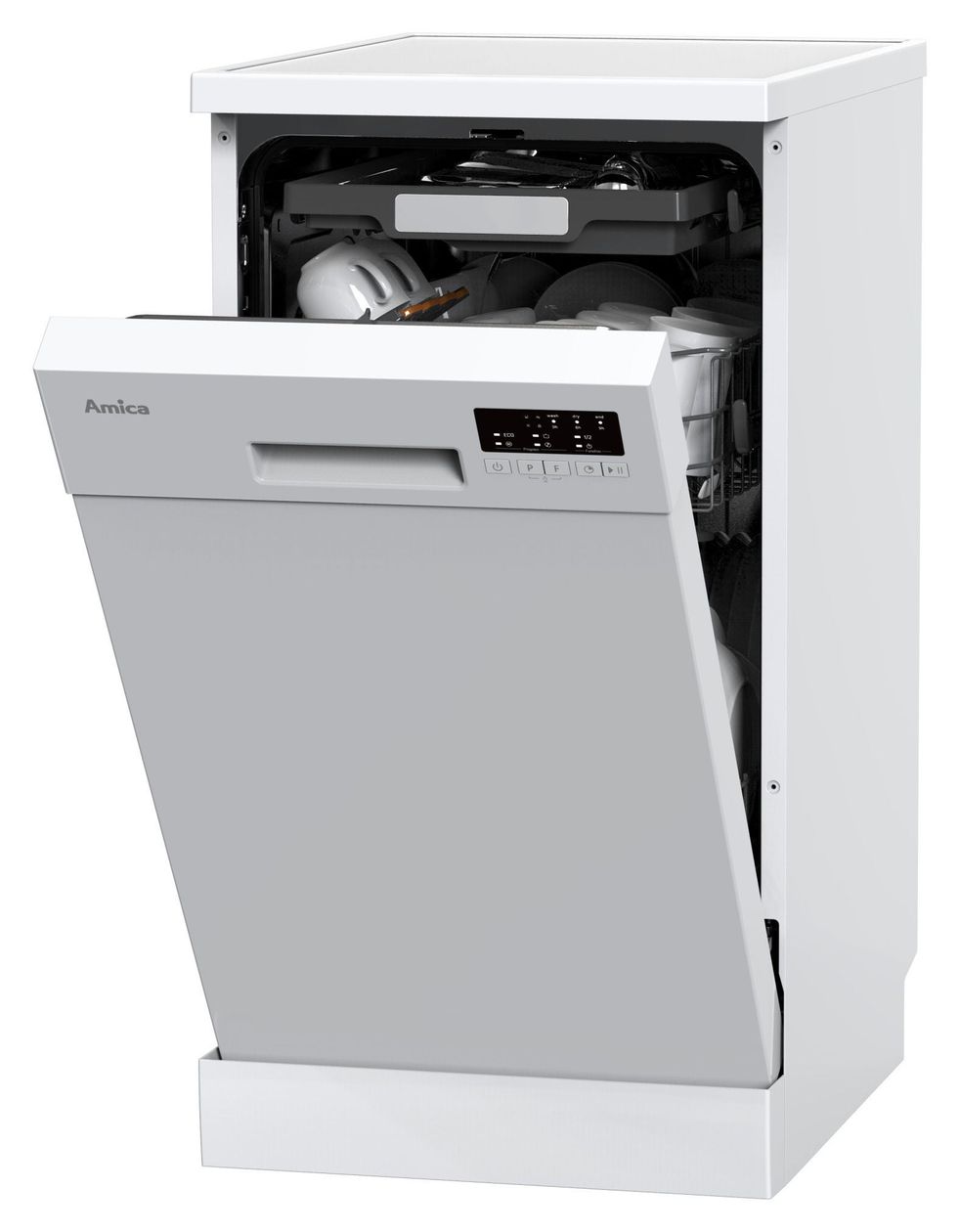 GSP 531 470 W 45 cm Geschirrspüler freistehend leise 11 Maßgedecke aquaStop Funktion Mini Active (Weiß) 