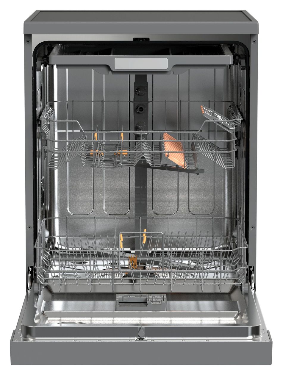 GSP 545 580 E 60 cm Geschirrspüler freistehend leise 15 Maßgedecke aquaStop Funktion (Silber) 