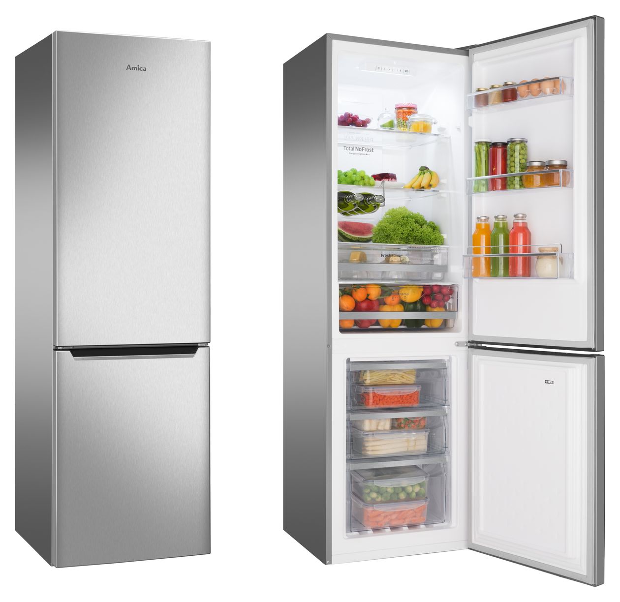 KGC15494E 180 l / 70 l Kühl-Gefrierkombi freistehend NoFrost 219 kWh Jahr  (Edelstahl) 