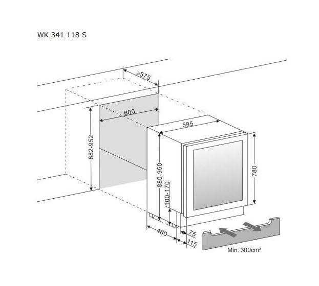 WK341118S Weinkühler Freistehend EEK: F 2 Zonen 52 Flasche(n) 
