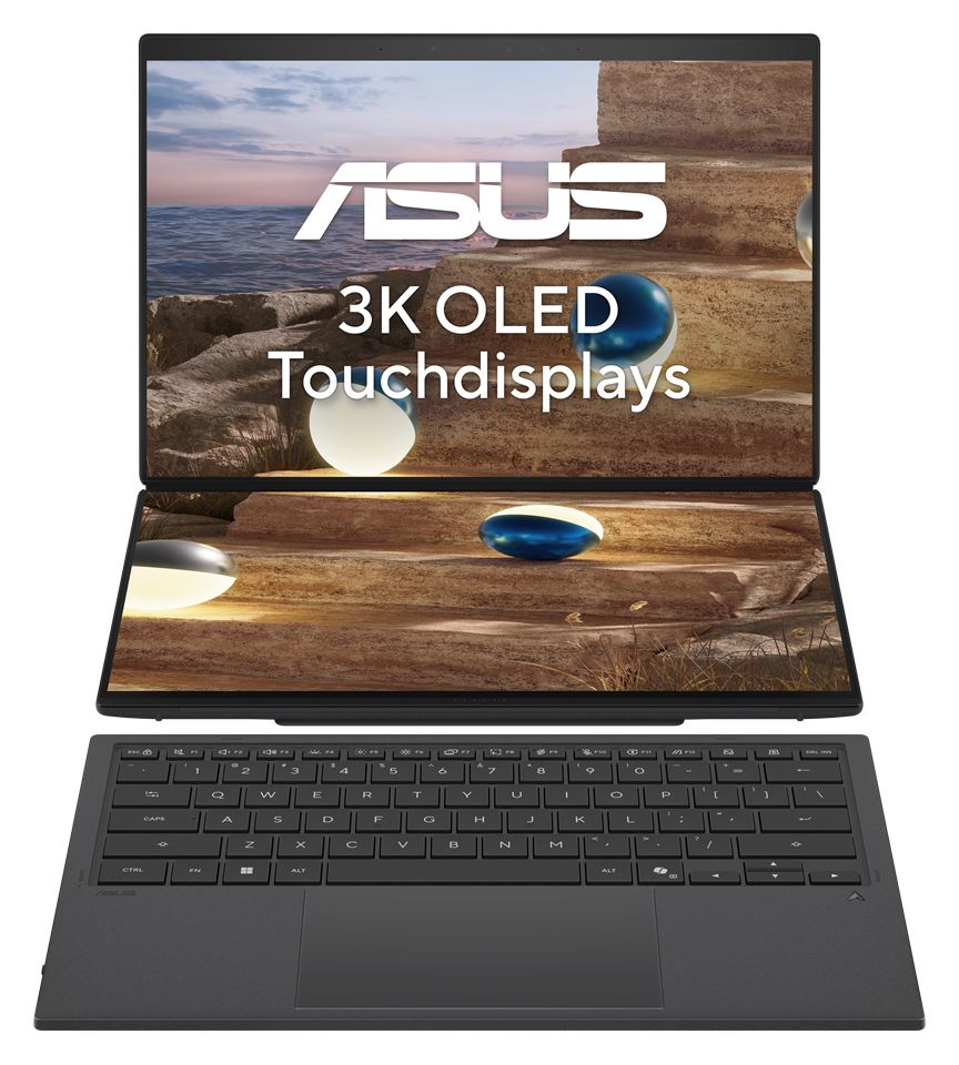 Zenbook Duo UX8407AA-SN469X 2K Ultra HD Notebook 35,6 cm (14 Zoll) 2880 x 1800 Pixel 1 TB SSD Windows 11 Pro Intel Core Ultra 9 max. 4,9 GHz  (Grau) 