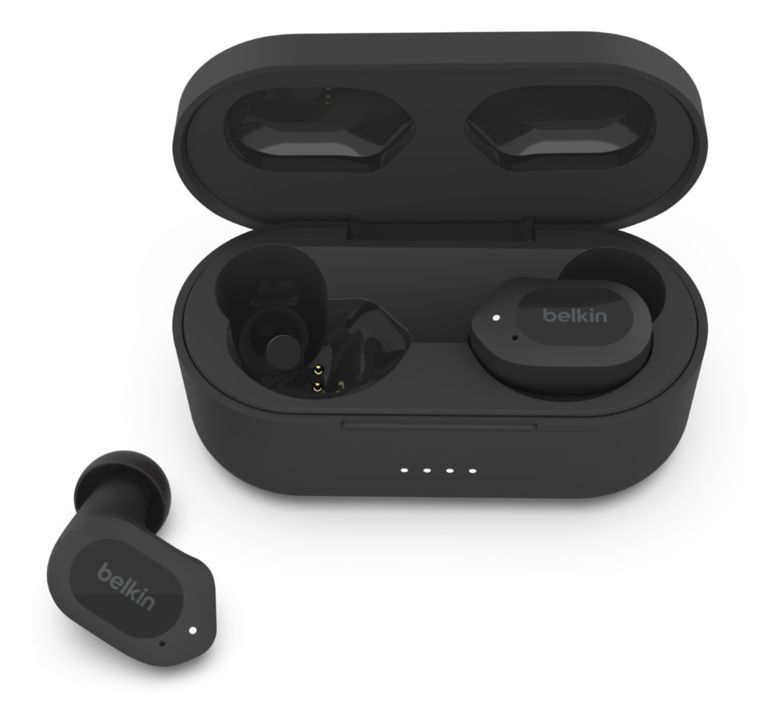 Kopfhörer (Schwarz) 38 SoundForm expert IPX5 kabellos Technomarkt In-Ear Play Bluetooth von 8, Laufzeit Belkin