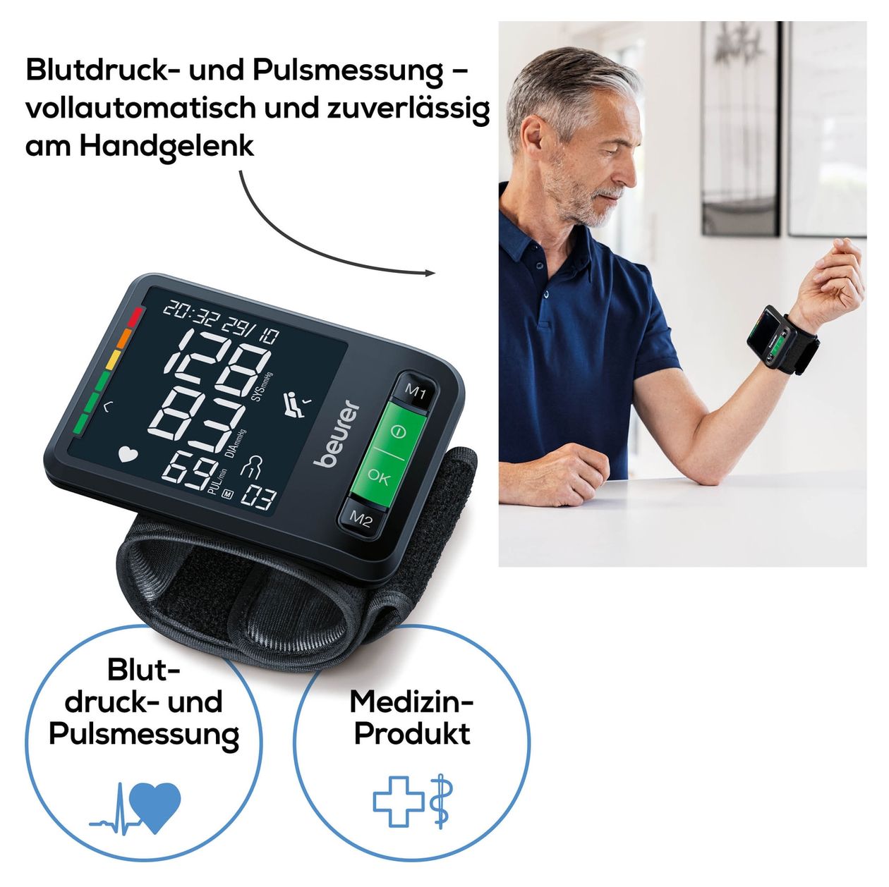 BC87 Handgelenk-Blutdruckmessgerät 