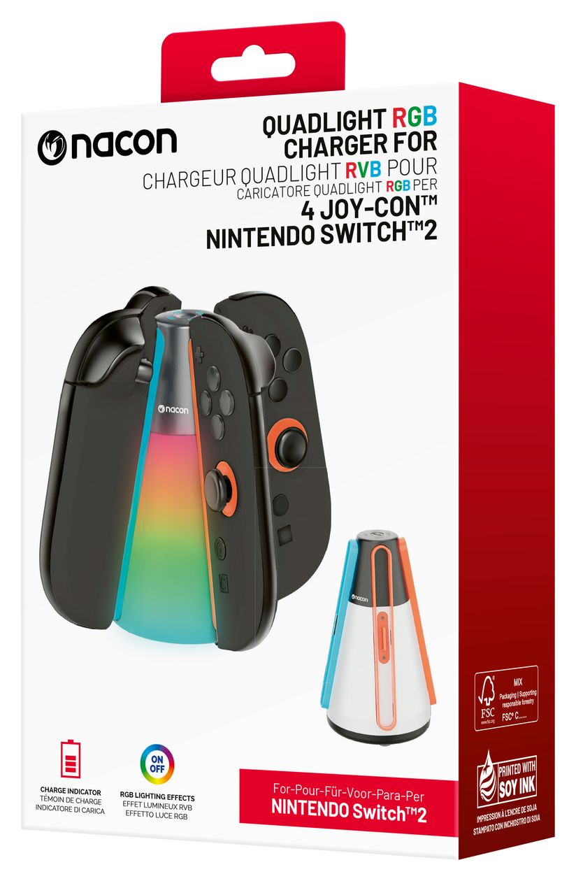 Quadlight RGB Charger für 4 Joy-Con Controller Ladestation Nintendo Switch 2  (Mehrfarbig) 