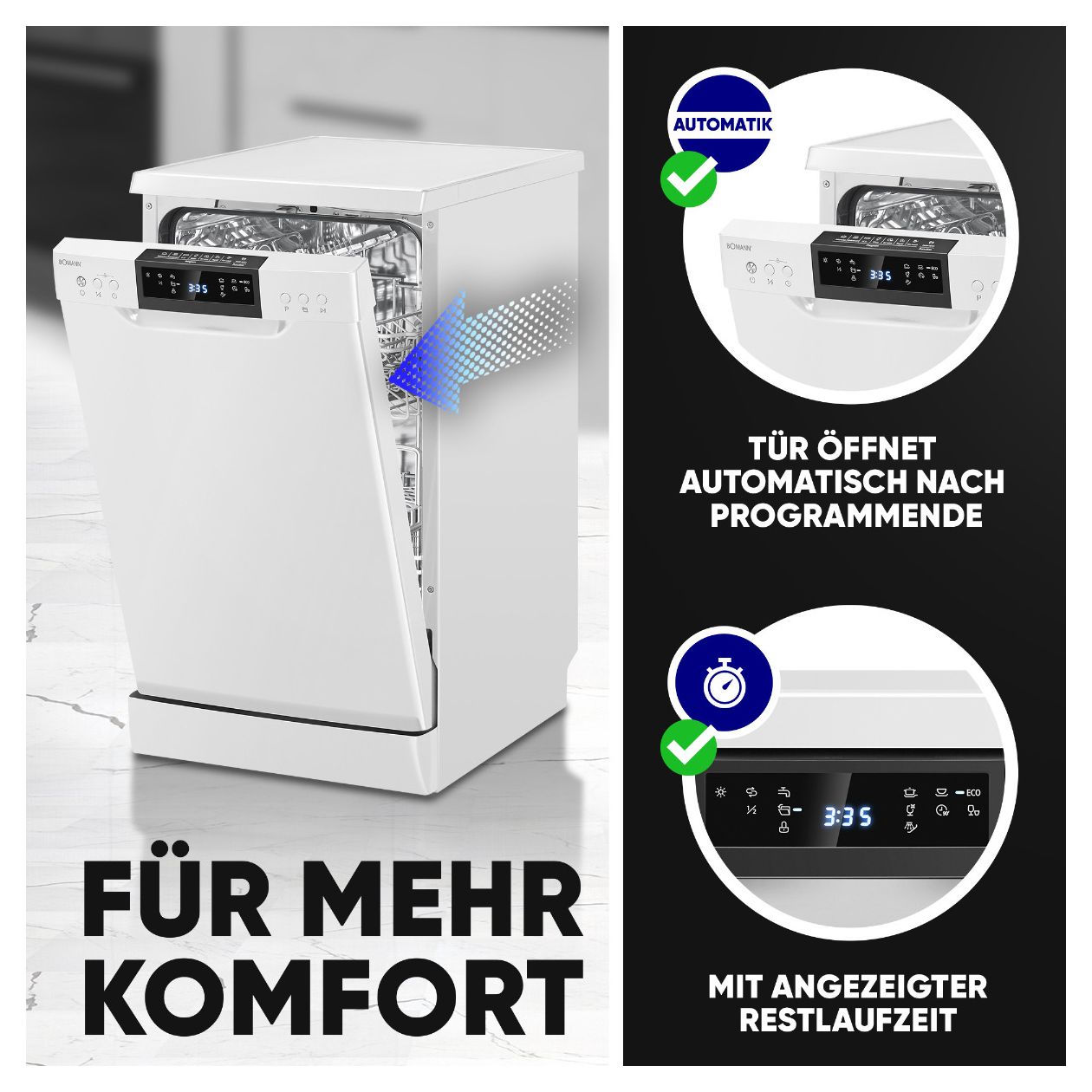 GSP7418 45 cm Geschirrspüler freistehend Leise 10 Maßgedecke 
