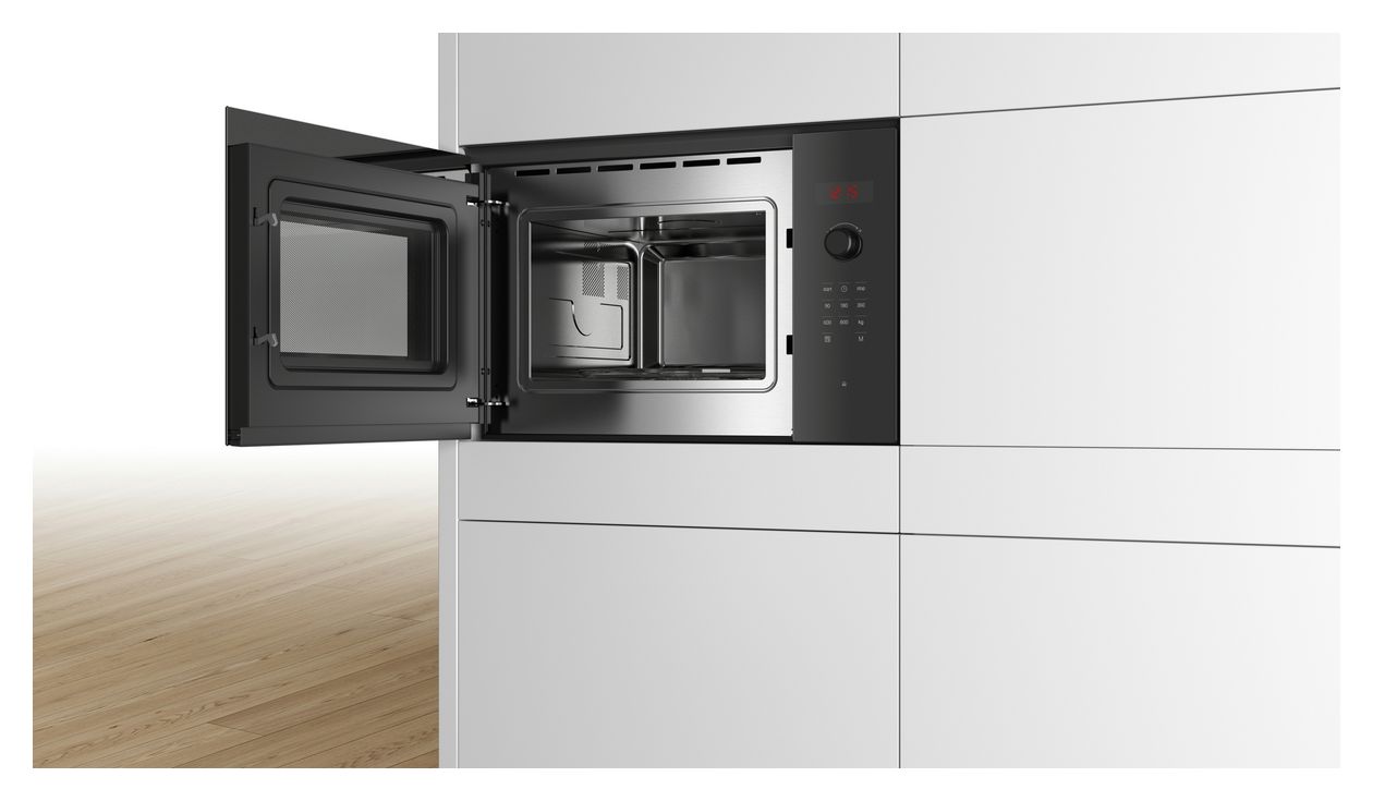 Serie 4 BFL523MB1F Einbau-Mikrowelle 800 W Größe: klein 5 Stufen (Schwarz) 