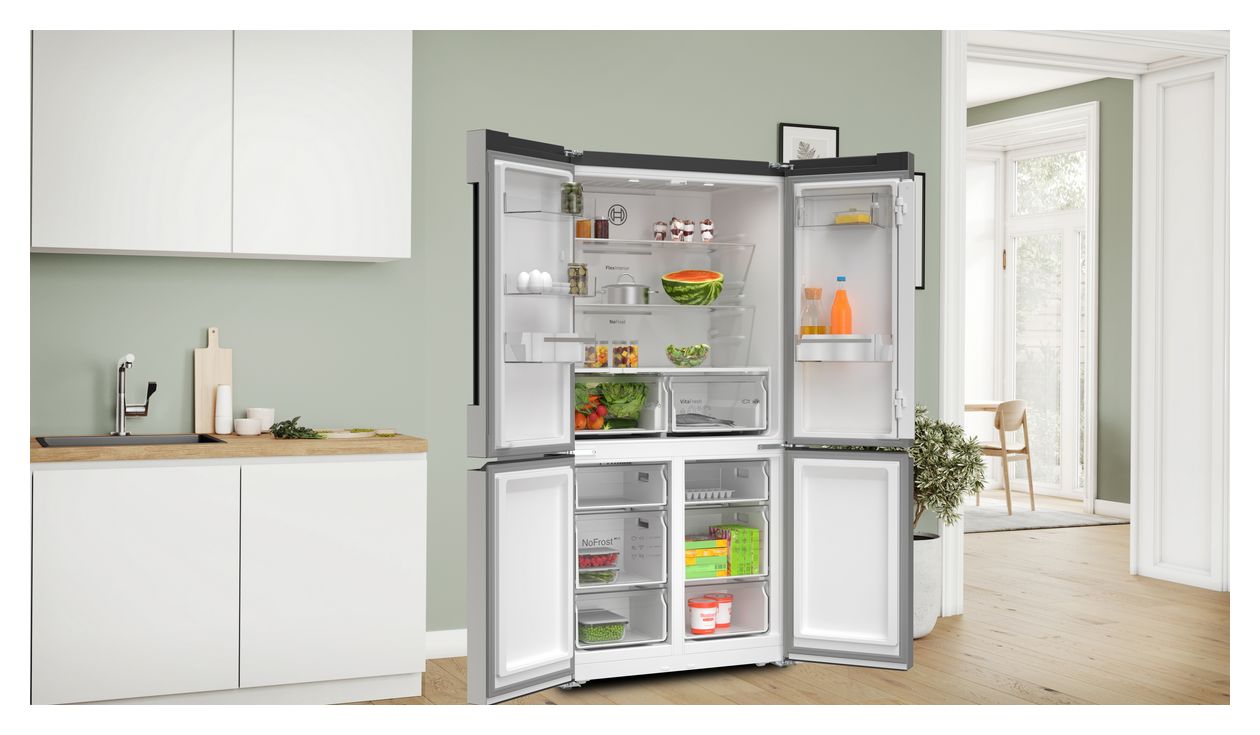 Serie 4 KFN96VPEA Side-by-Side Kühl-/ Gefrierkombination French Door 405 l / 200 l 333 kWh NoFrost 1830 mm x 905 mm  (Edelstahl) 