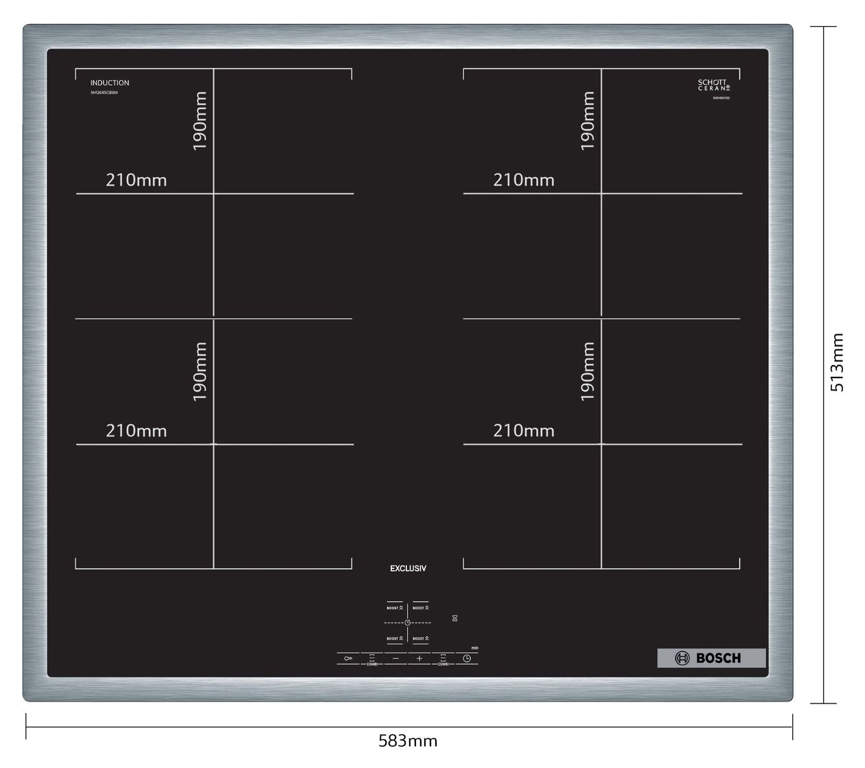 Serie 4 NVQ645CB6M herdgebundenes 60 cm Induktions Kochfeld/Herdplatte 4 Zone(n) 