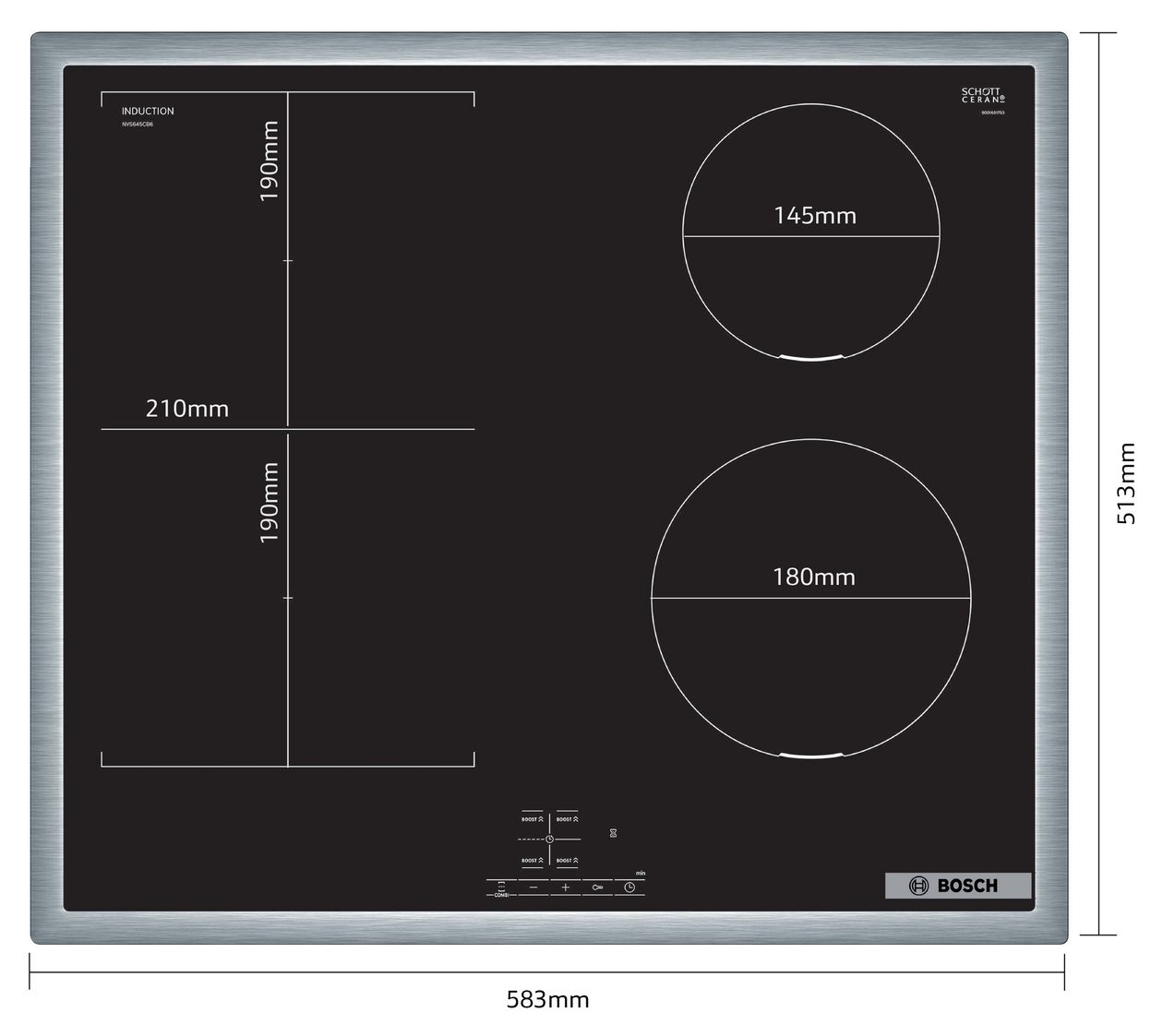 Serie 4 NVS645CB6E herdgebundenes 60 cm Induktions Kochfeld/Herdplatte 4 Zone(n) 