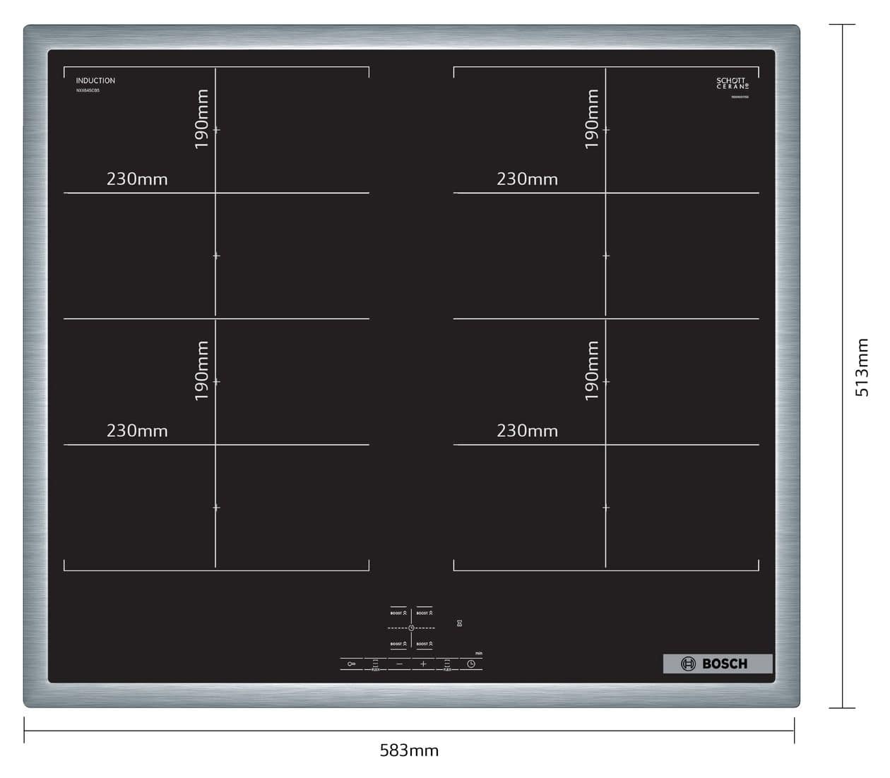 Serie 4 NXX645CB5E herdgebundenes 60 cm Induktions Kochfeld/Herdplatte 4 Zone(n) 