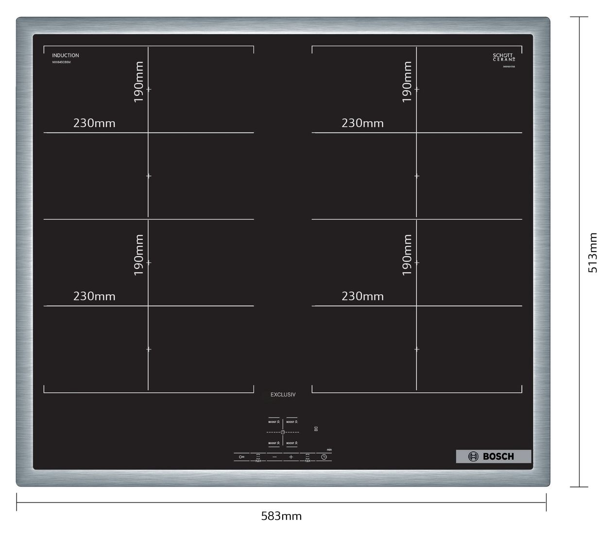 Serie 4 NXX645CB5M herdgebundenes 60 cm Induktions Kochfeld/Herdplatte 4 Zone(n) 