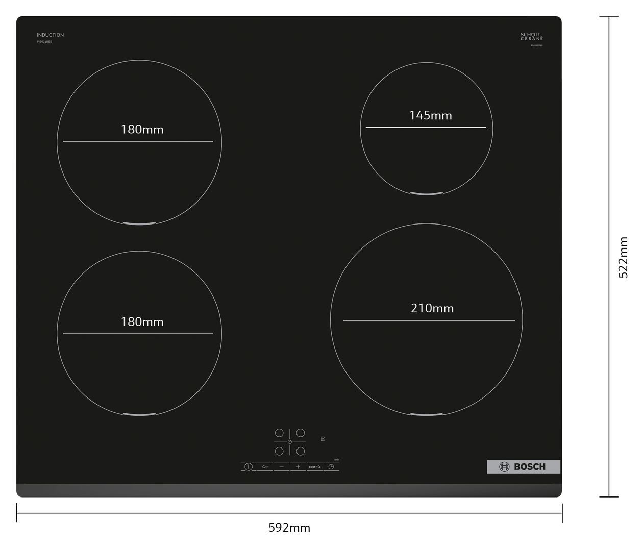 Serie 4 PIE631BB5E autarkes 60 cm Induktions Kochfeld/Herdplatte 4 Zone(n) 