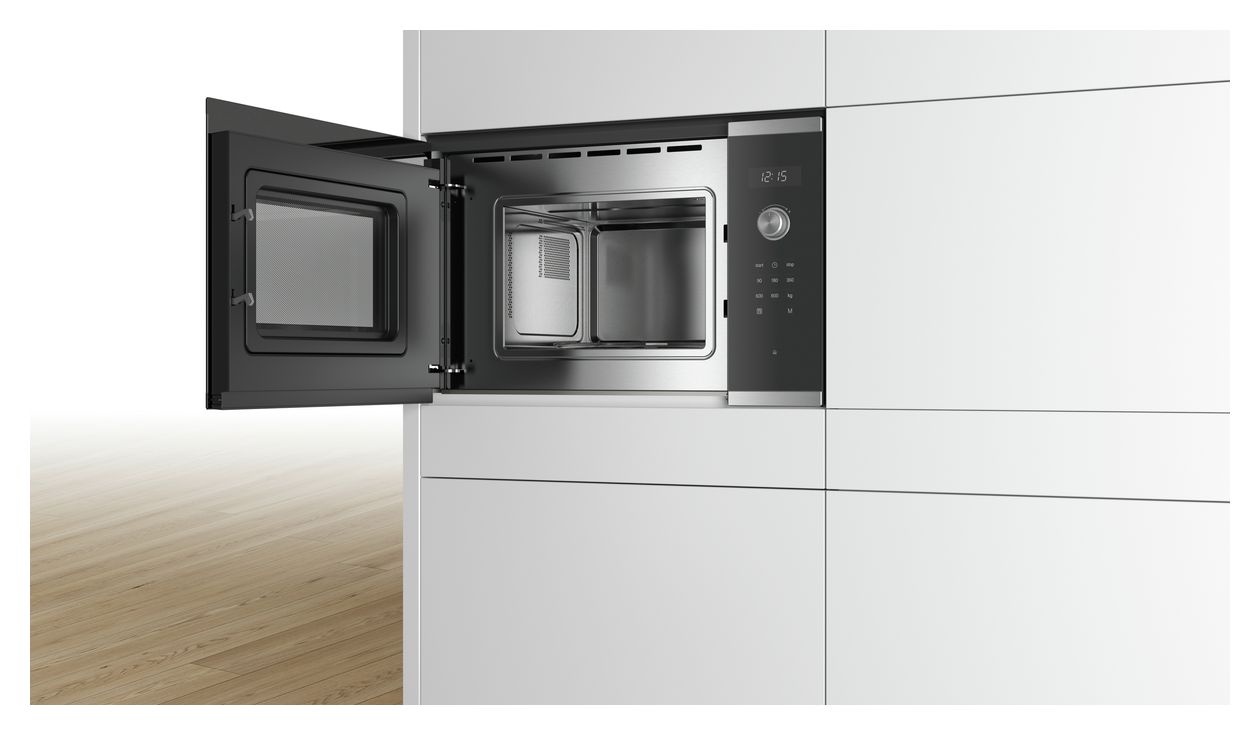 Serie 6 BFL524MS0 Einbau-Mikrowelle 800 W Größe: klein 5 Stufen (Schwarz, Edelstahl) 