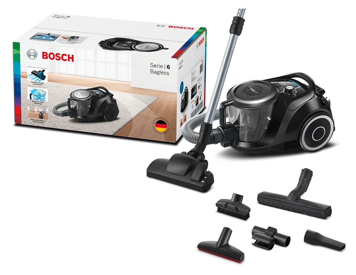 Serie 6 BGC41XSIL Bodenstaubsauger Beutellos 700 W Allergie-Filter  (Schwarz) 