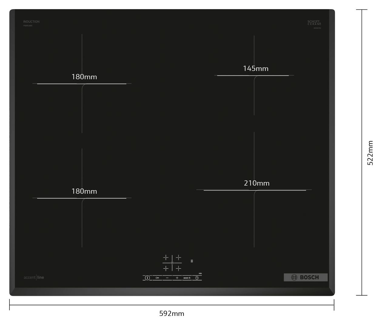 Serie 6 PIE631HC1M autarkes 60 cm Induktions Kochfeld/Herdplatte 4 Zone(n) 