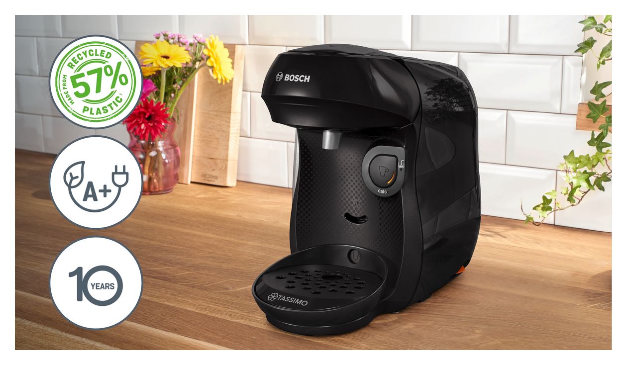 TAS102E Tassimo Happy friendly Kaffeekapsel Maschine  (Schwarz) 