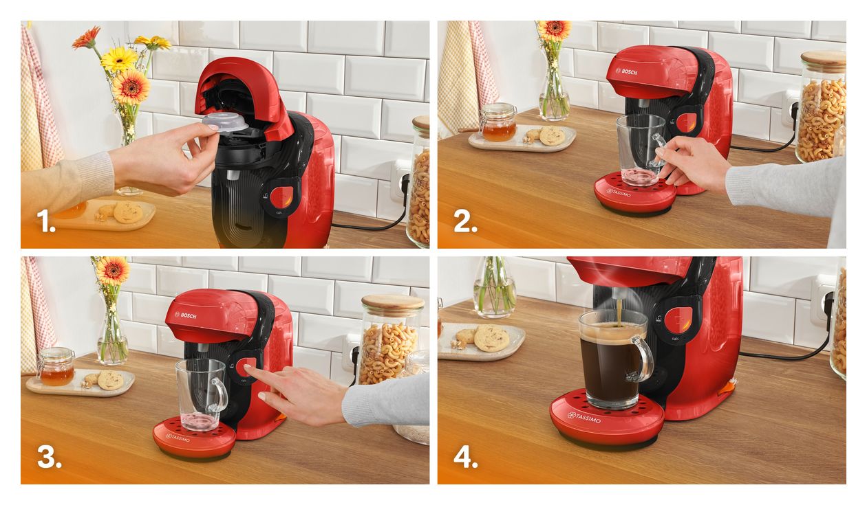 TAS112E Tassimo Style friendly Kaffeekapsel Maschine  (Rot) 