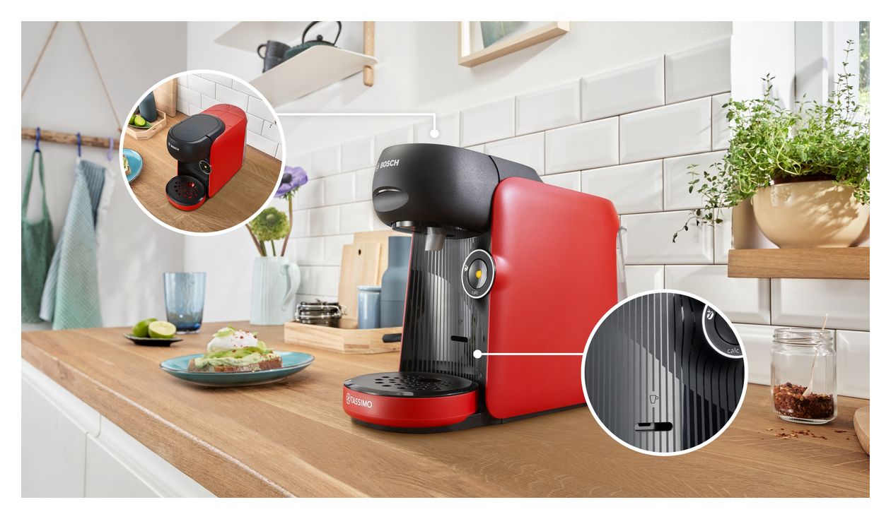 TAS163E Tassimo Finesse Kaffeekapsel Maschine  (Schwarz, Rot) 