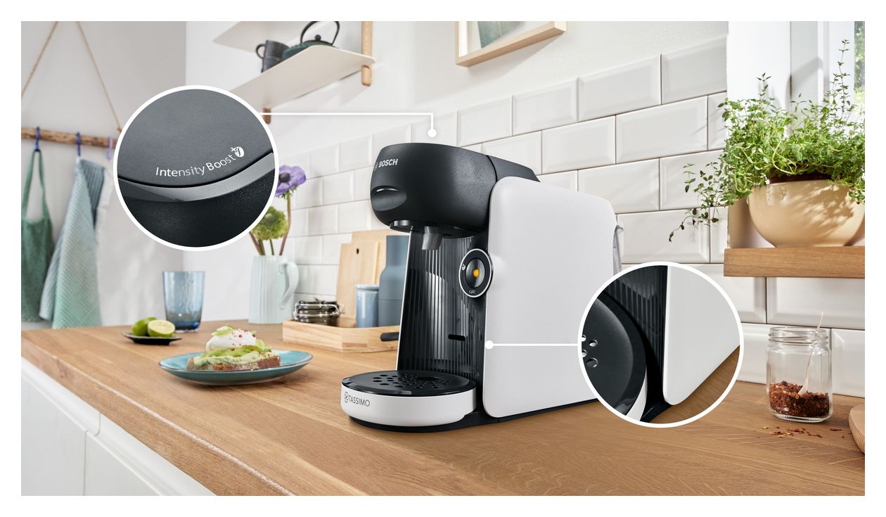 TAS164E Tassimo Finesse Kaffeekapsel Maschine  (Schwarz, Weiß) 