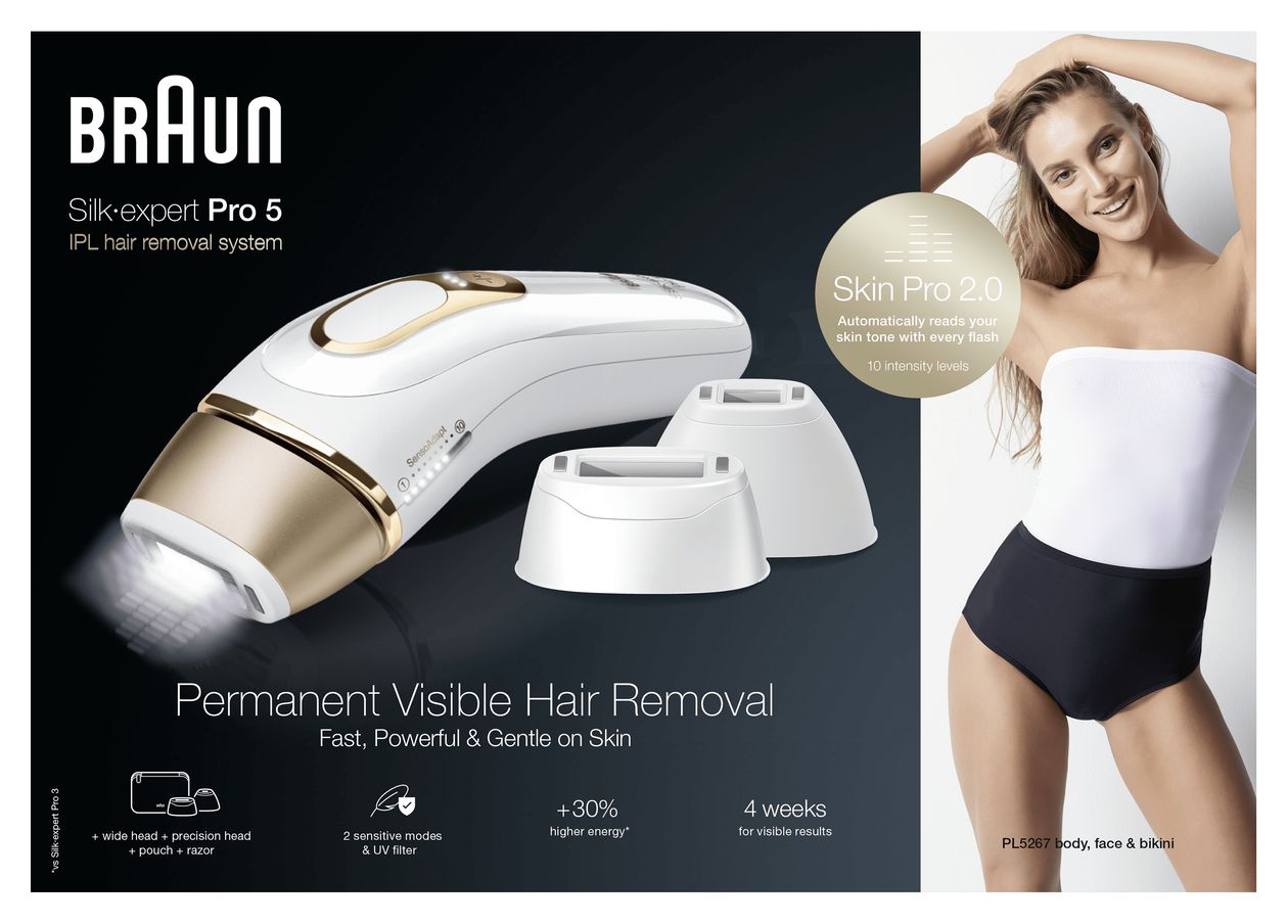 Silk-expert Pro 5 PL5267 Lichtimpulstechnologie (IPL) Trocken Epilierer/Damenrasierer 