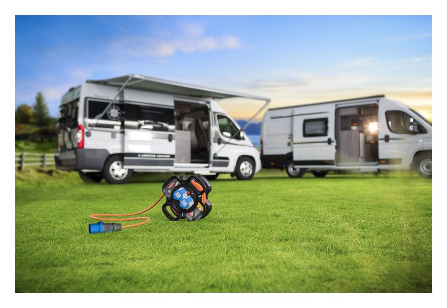 CEE 230 V Camping Kabeltrommel X-Gum 5-fach 10 m  (Schwarz) 