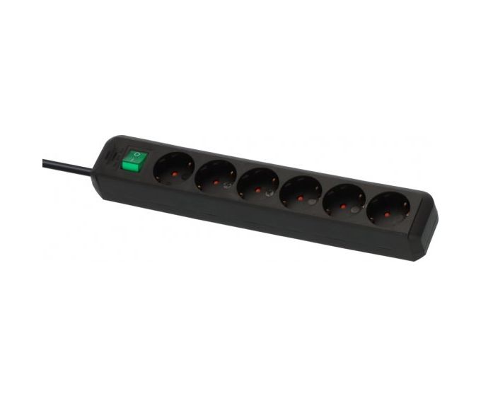 Eco-Line Steckdosenleiste 6-fach 3 m  (Schwarz) 