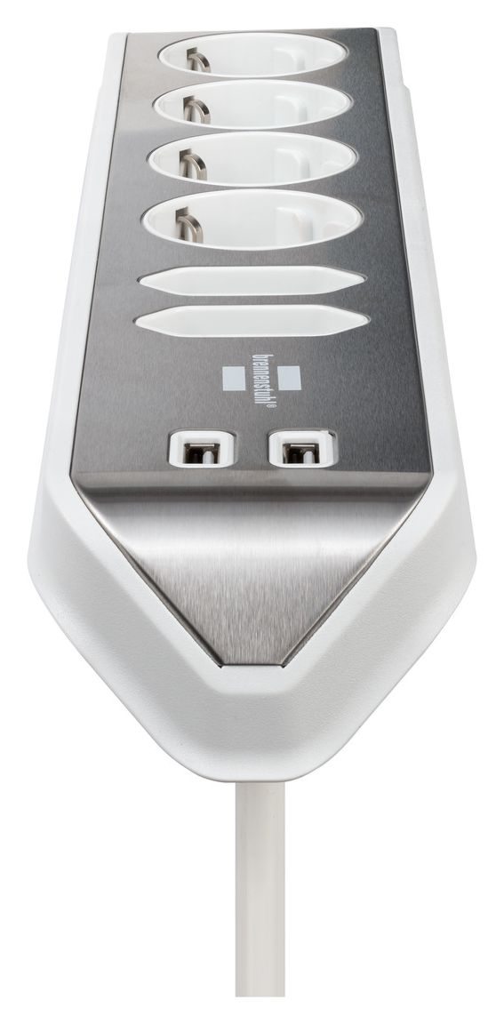 estilo Ecksteckdosenleiste 6-fach 2 m  (Silber/Weiß) 