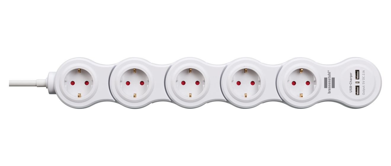 Vario Power Steckdosenleiste mit USB-Ladefunktion 5-fach 1,4 m  (Weiß) 