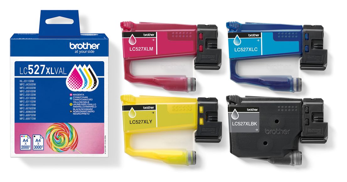 LC-527XLVAL originale Druckerpatronen Schwarz, Cyan, Magenta, Gelb 3000 Seiten 
