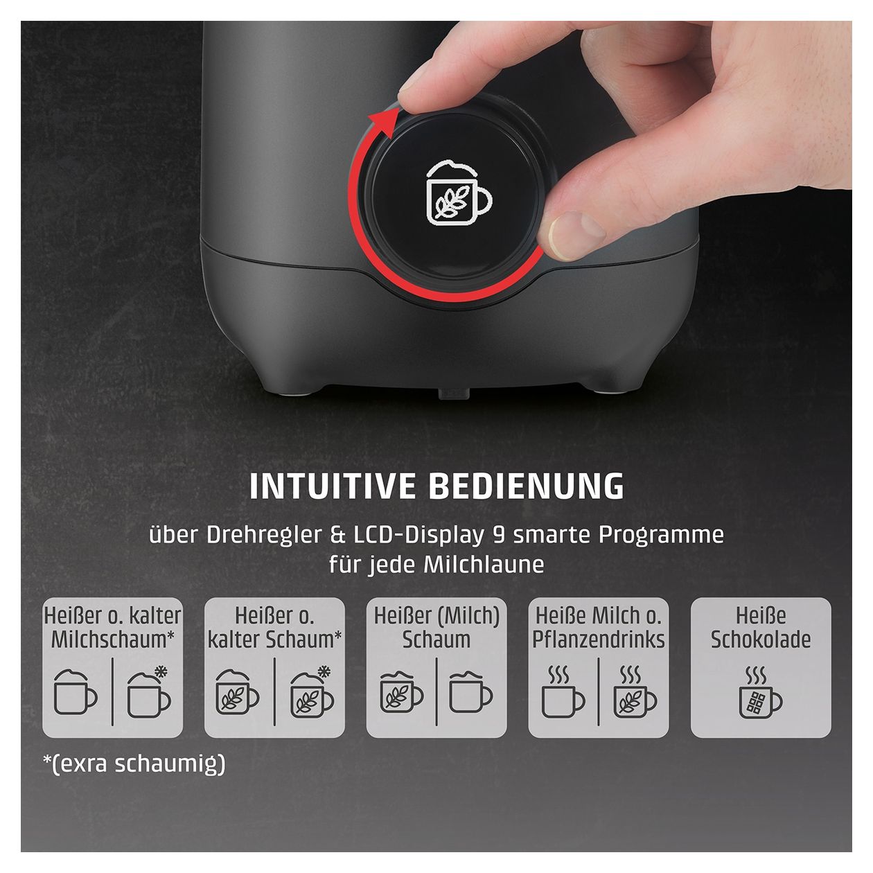1667 PremiumLatte XL Milchaufschäumer Automatischer Milchaufschäumer/-wärmer ca. 350 ml  (Schwarz, Edelstahl) 