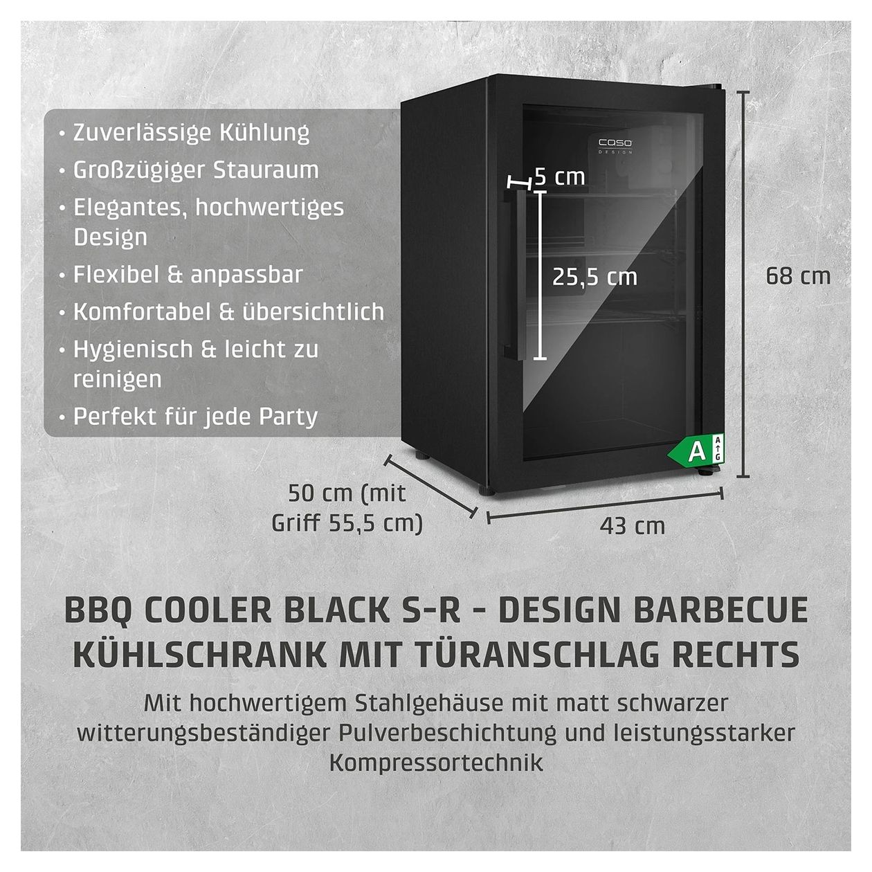 BBQ Cooler S-R700 Weinkühler Freistehend EEK: A 1 Zonen 