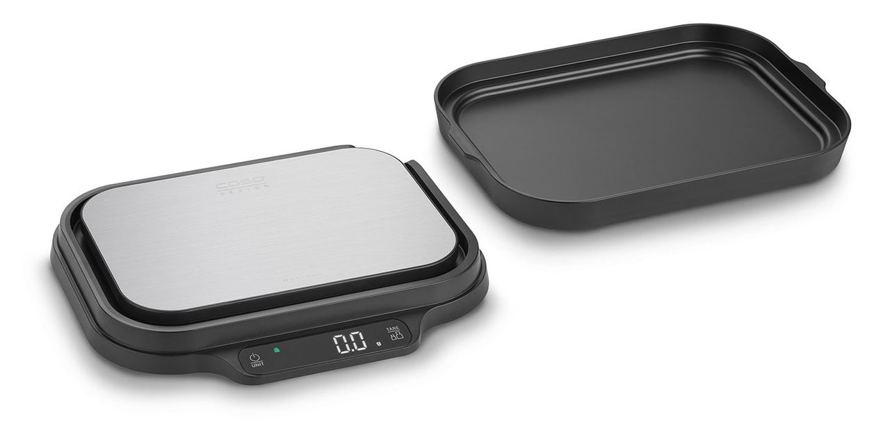 Kitchen Duo Elektronische Küchenwaage bis 15 kg Genauigkeit 0,1 g  (Schwarz, Edelstahl) 