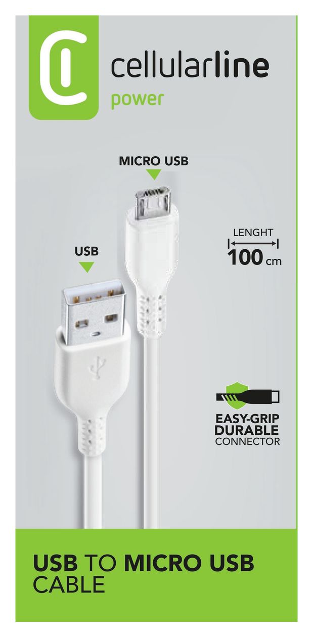 Color Cable USB A auf Micro-USB B Männlich 1 m  (Weiß) 