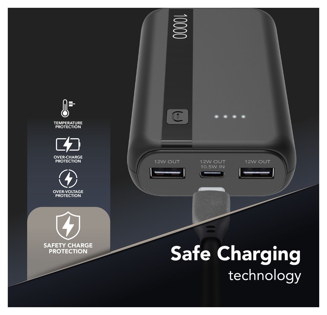 Entry 10000 mAh Powerbank USB Typ-C  (Schwarz) 