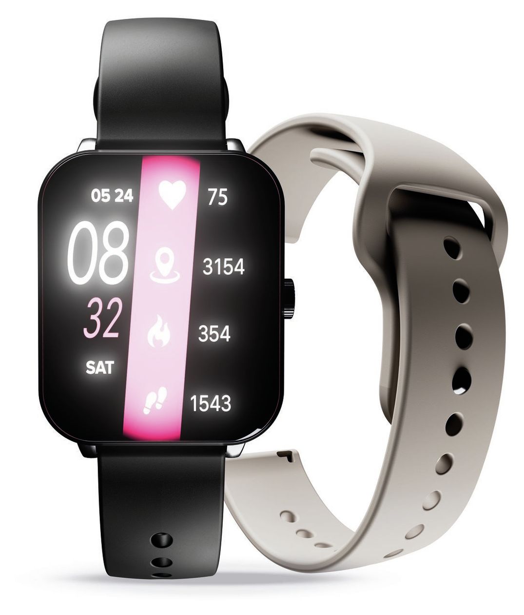 ION Pro Square Digital Smartwatch Rechteckig IP67 168 h  (Schwarz) 