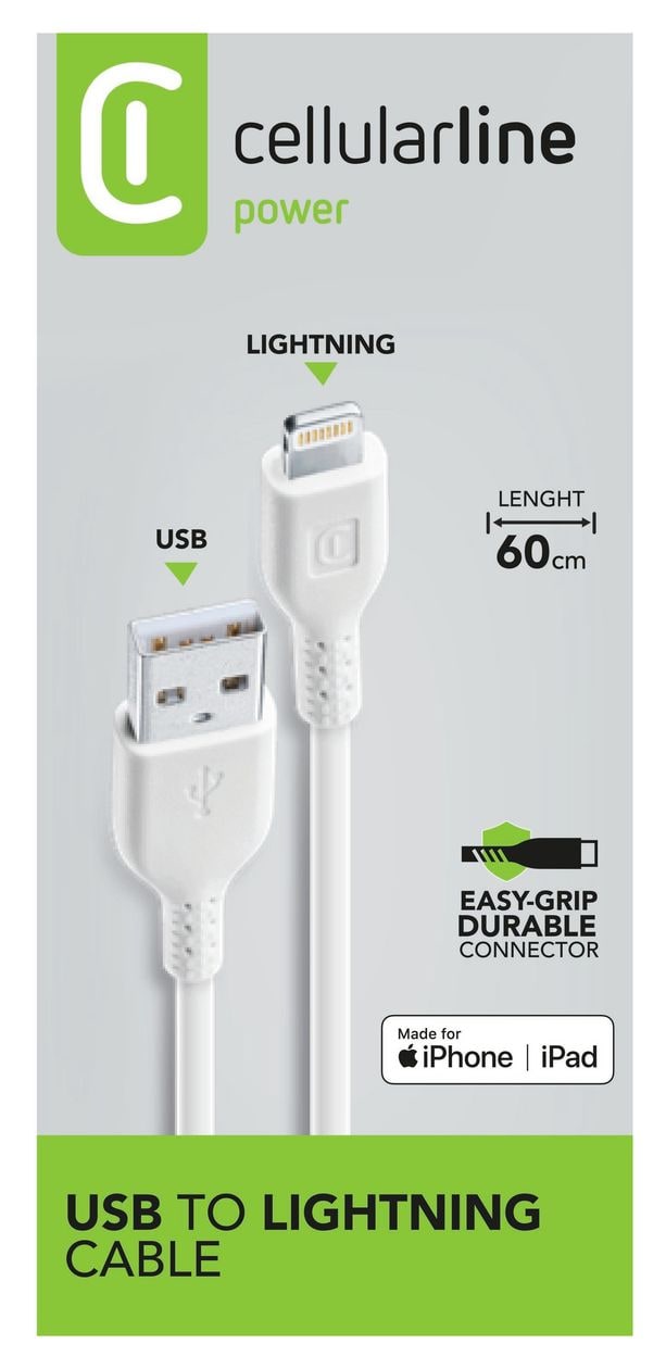 Power Cable Lightning auf USB A bis 12 W 0,6 m  (Weiß) 