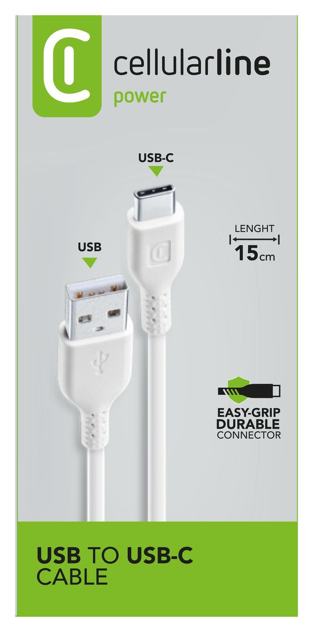 Power Cable USB A auf USB C Männlich bis 15 W 0,15 m  (Weiß) 