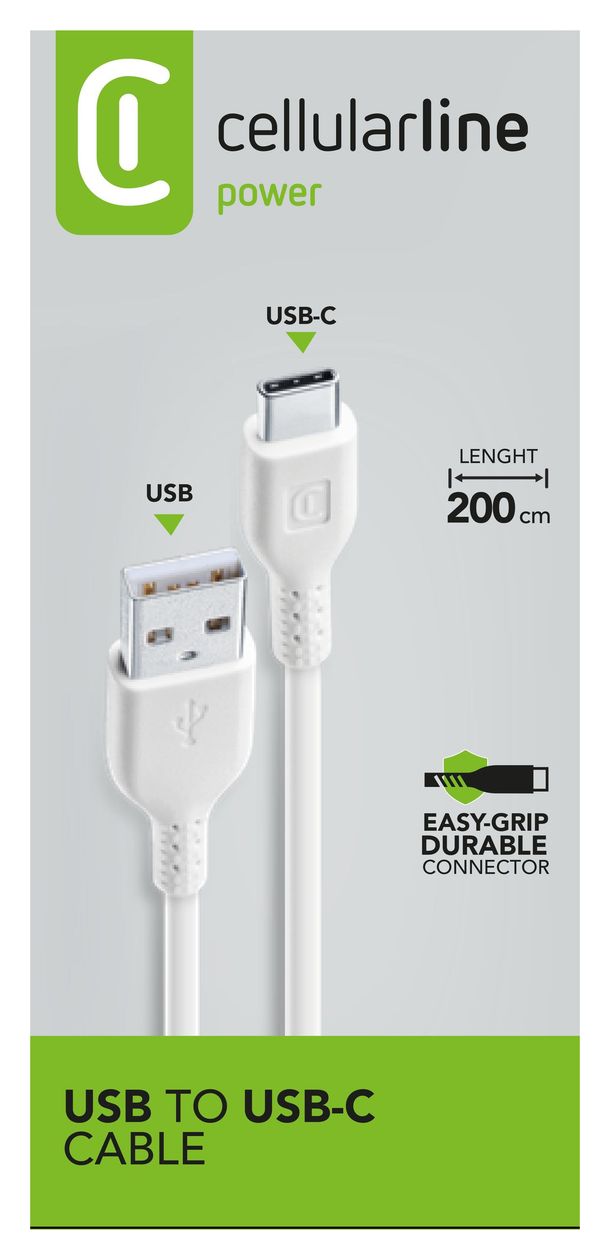 Power Cable USB A auf USB C Männlich bis 15 W 2 m  (Weiß) 