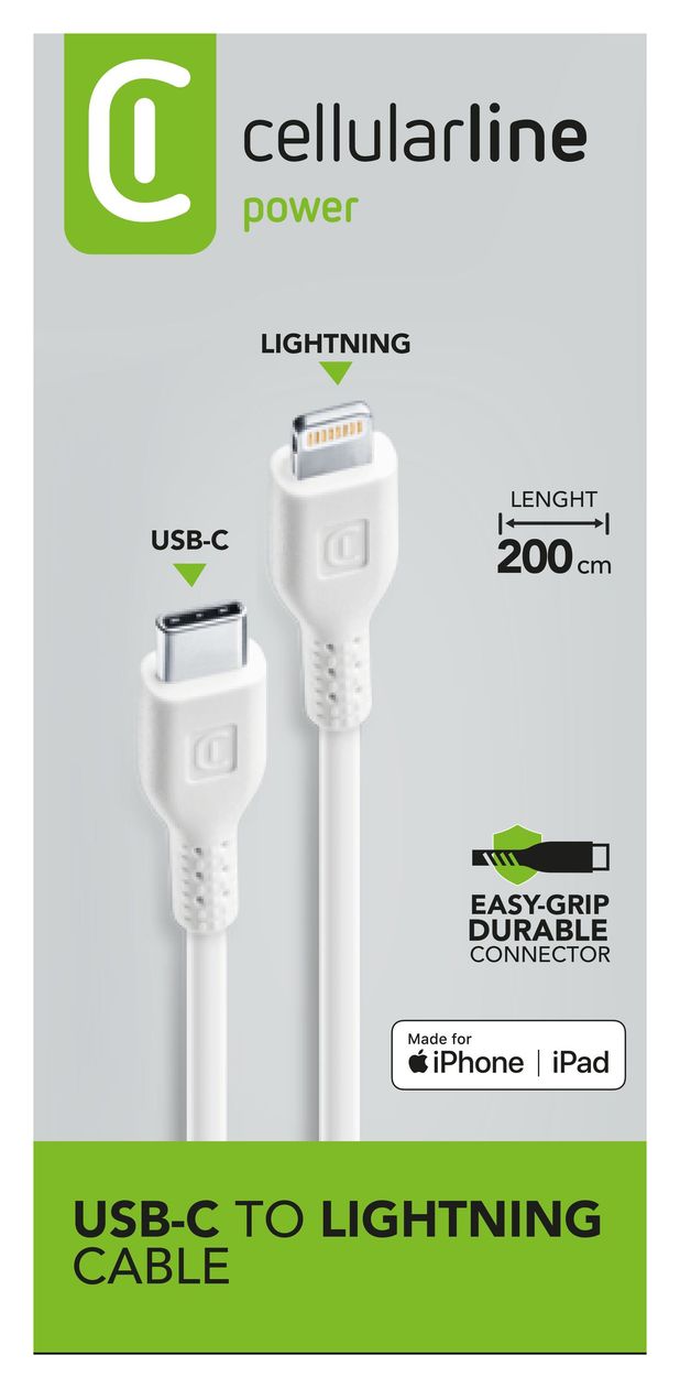 Power Cable Lightning auf USB C Männlich bis 30 W 2 m  (Weiß) 