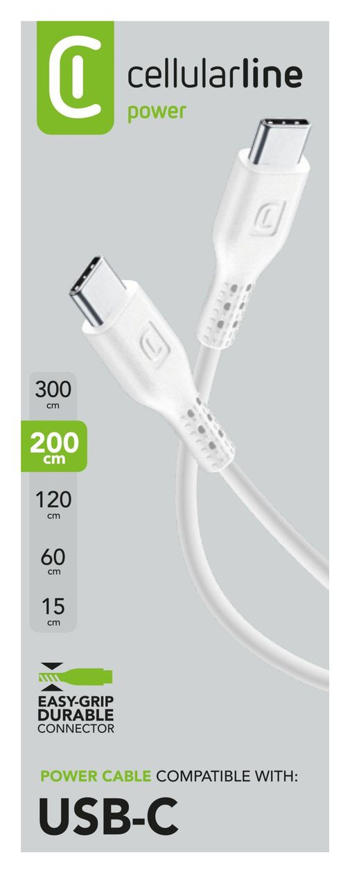 Power Cable USB C auf USB C Männlich bis 60 W 2 m  (Weiß) 